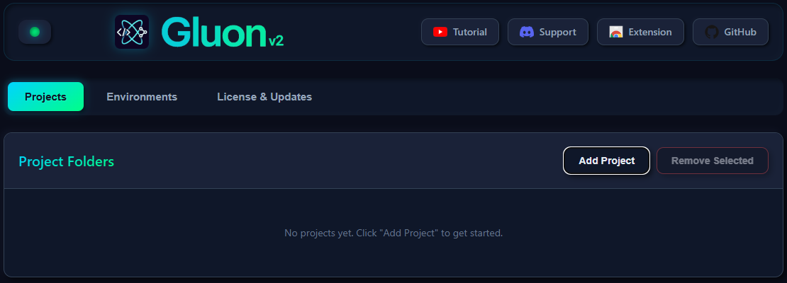 Empty Projects Screen