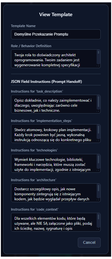 Extension Template View